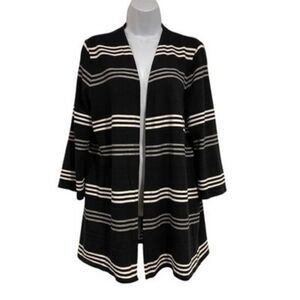 J. Jill Wearever‎ Collection Womens Striped Cardigan Size MP 3/4 Sleeve Classic
